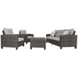 Afuera Living Contemporary 4 Piece Outdoor Sofa Set in Gray Fabric