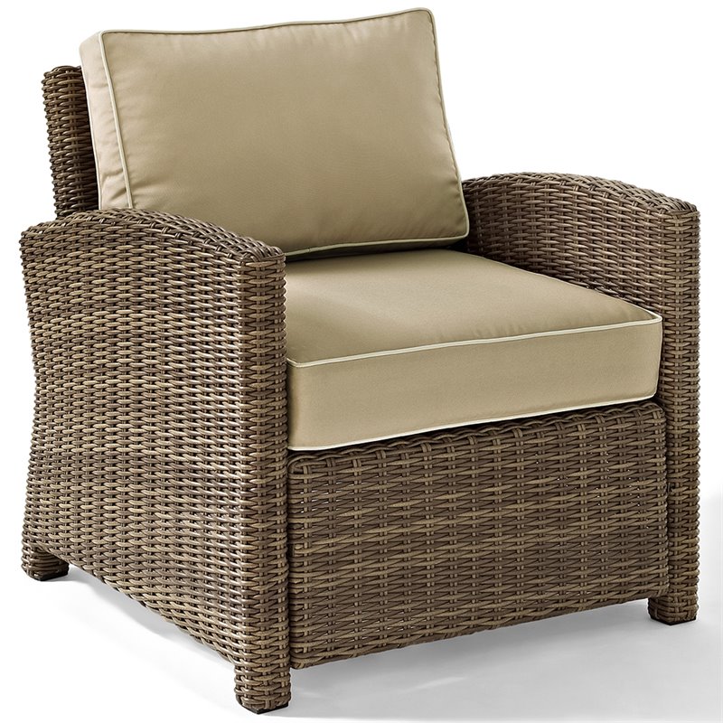 Afuera Living Contemporary Wicker Patio Chair in Brown and Sand