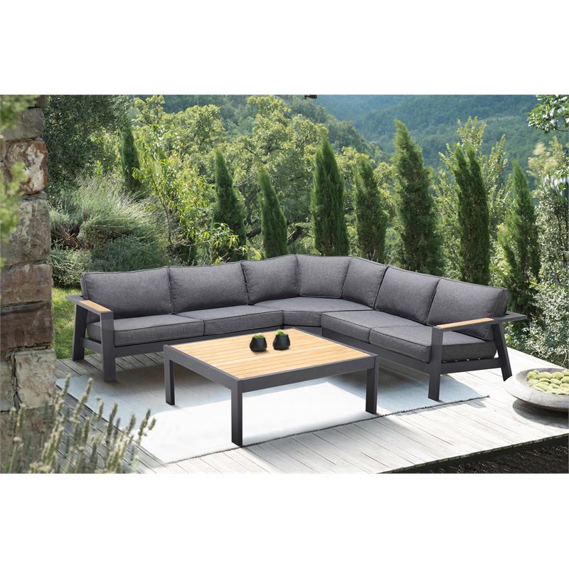 Afuera Living 4-Piece Modern Aluminum Outdoor Sectional Set in Dark Gray