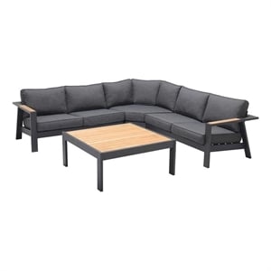 Afuera Living 4-Piece Modern Aluminum Outdoor Sectional Set in Dark Gray