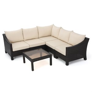 afuera living 6 piece outdoor wicker sectional sofa set in brown