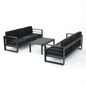 afuera living contemporary outdoor grey 7 pc sofa chat set with fire table