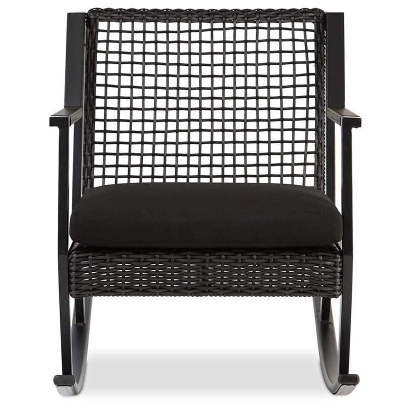 Afuera Living Contemporary Aluminum Patio Rocker in Black (Set of 2)