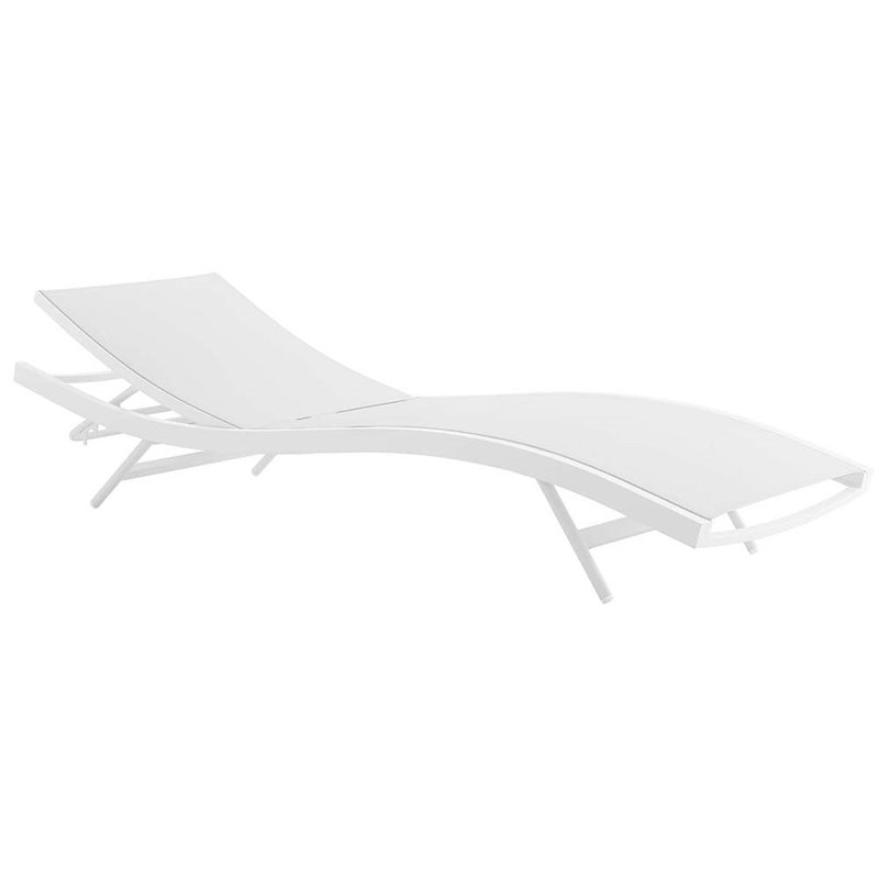 Afuera Living Contemporary Mesh Patio Chaise Lounge in White