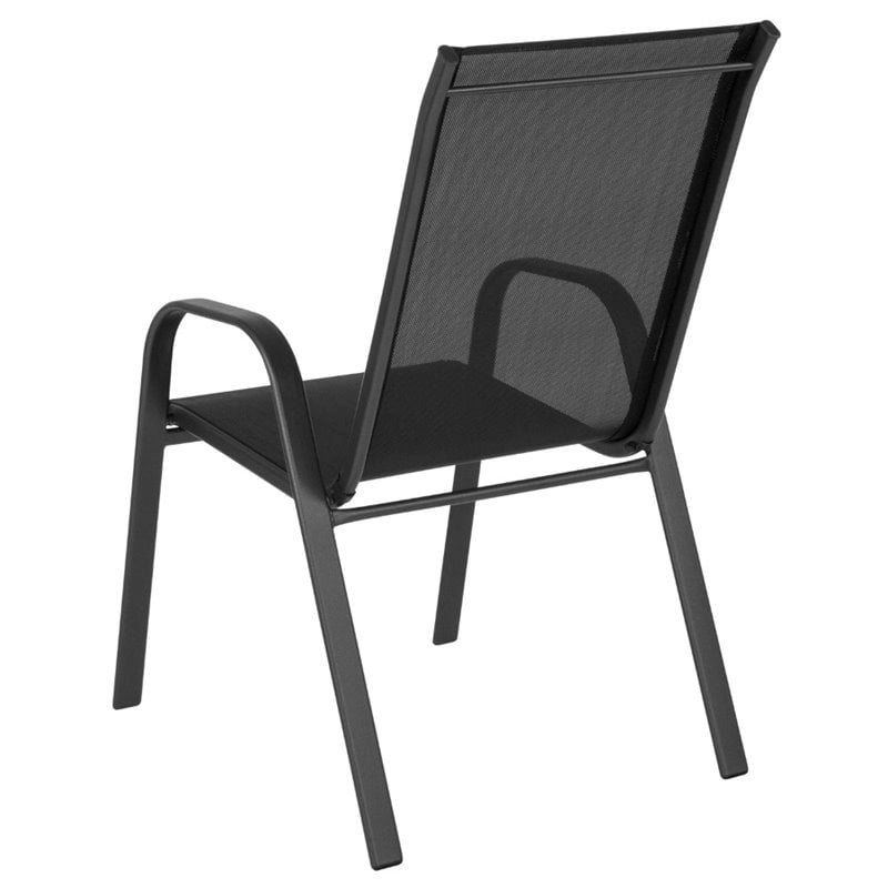 Afuera Living Black Outdoor Metal Frame Stack Chair (Set of 4)