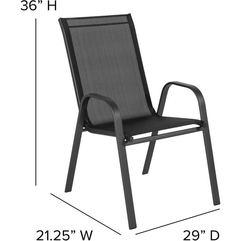 Afuera Living Black Outdoor Metal Frame Stack Chair (Set of 4)