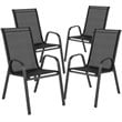 Afuera Living Black Outdoor Metal Frame Stack Chair (Set of 4)
