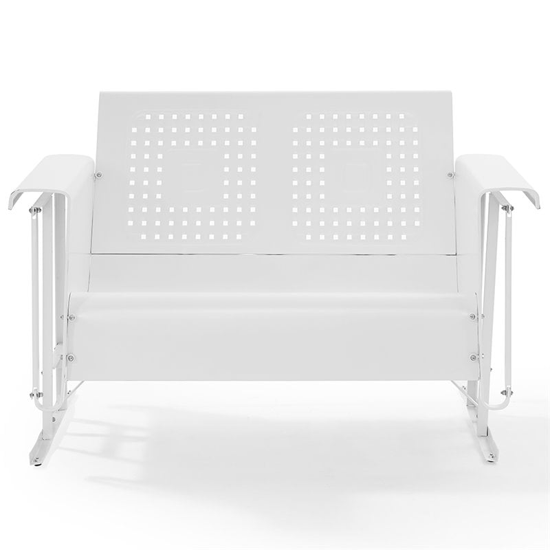 Afuera Living Metal Gliding Patio Loveseat w/ Rocking Mechanism in White
