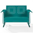 Afuera Living Metal Gliding Patio Loveseat in Turquoise Gloss