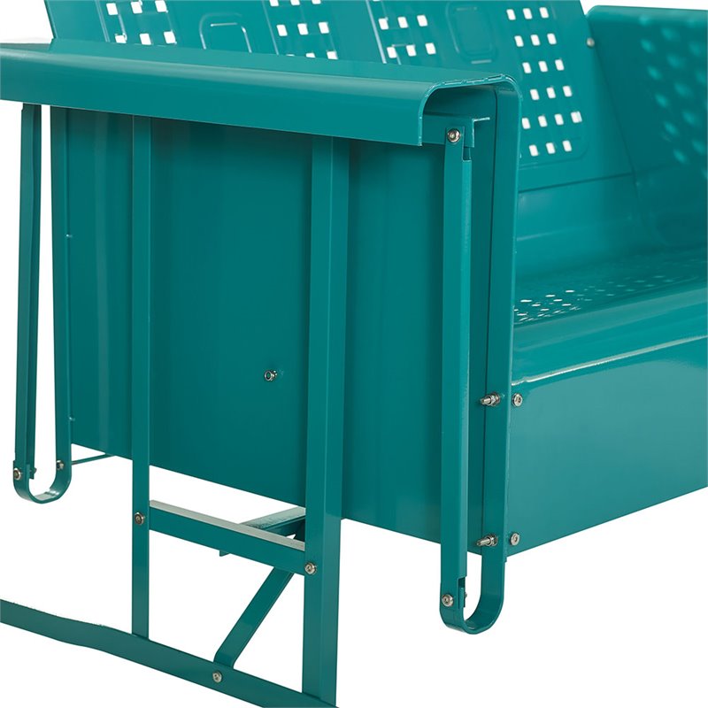 Afuera Living Metal Gliding Patio Loveseat in Turquoise Gloss
