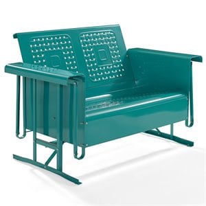 afuera living contemporary metal gliding patio loveseat in turquoise