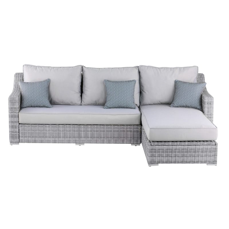Afuera Living Contemporary Wicker Patio Storage Sectional in Gray