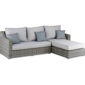 Afuera Living Contemporary Wicker Patio Storage Sectional in Gray