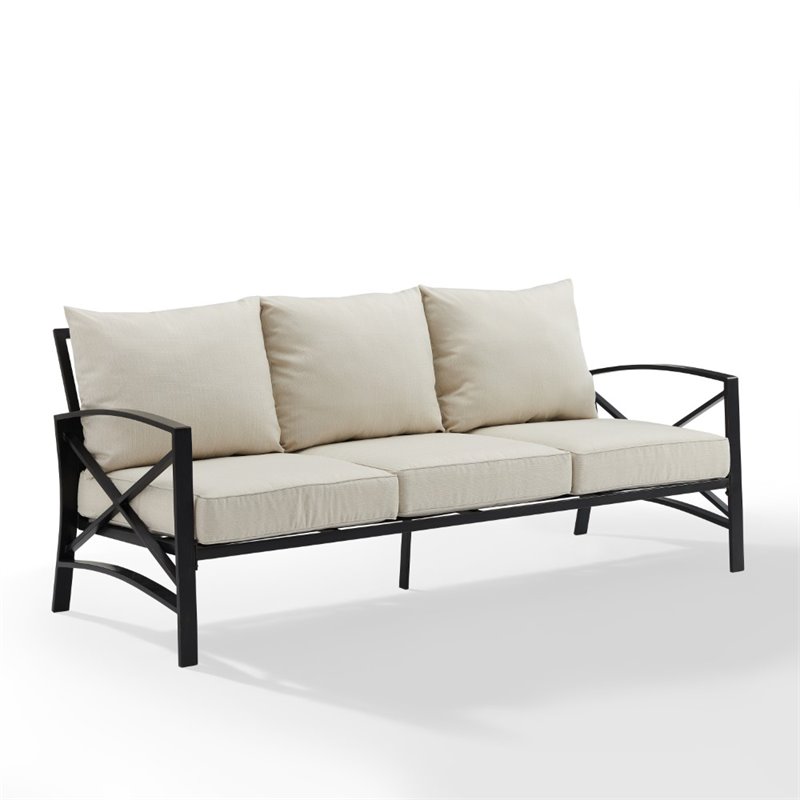 Afuera Living Metal/Polyester Outdoor Sofa in Oatmeal/Oil Rubbed Bronze
