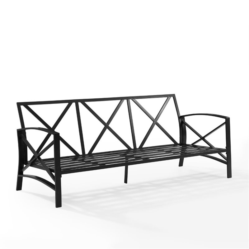 Afuera Living Metal/Polyester Outdoor Sofa in Oatmeal/Oil Rubbed Bronze