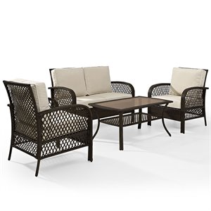 afuera living 4 piece wicker patio sofa set in brown and sand