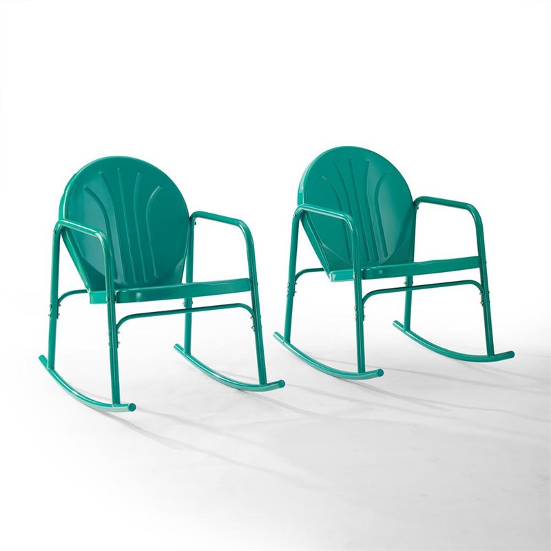 Afuera Living Steel Metal Rocking Chair in Turquoise Gloss (Set of 2)