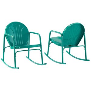 afuera living metal rocking chair in turquoise gloss (set of 2)