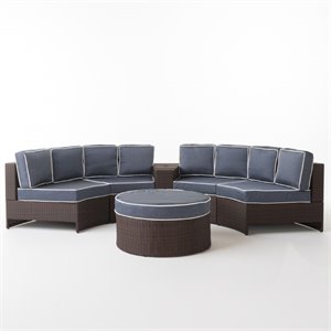 afuera living 6 piece outdoor wicker sectional sofa set in navy