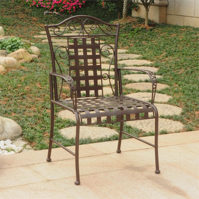 Afuera Living Contemporary Iron Patio Dining Chair (Set of 2)