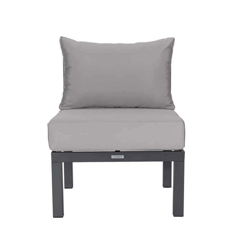 Afuera Living 7-Piece Fabric & Aluminum Sectional and Fire Pit Table in Gray