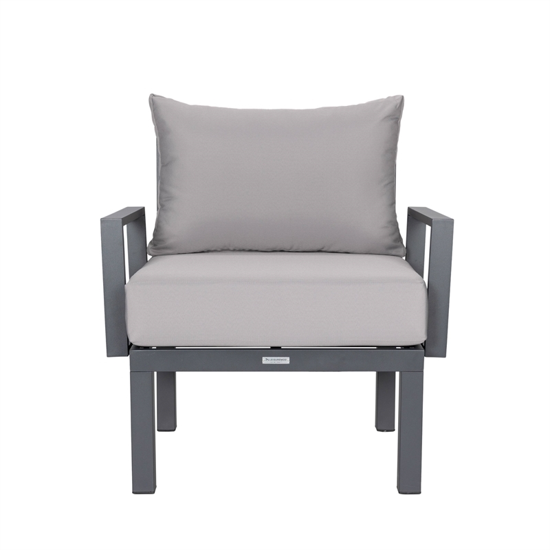 Afuera Living 7-Piece Fabric & Aluminum Sectional and Fire Pit Table in Gray