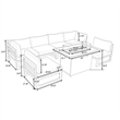 Afuera Living 7-Piece Fabric/Aluminum Sectional & Fire Pit Table in Beige/Black