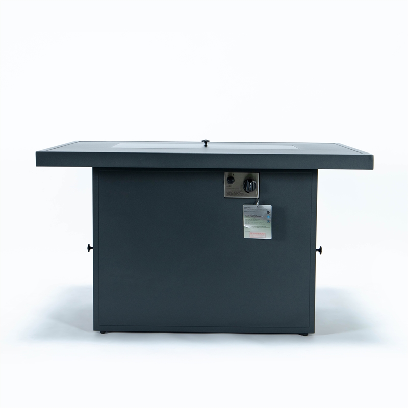 Afuera Living 7-Piece Fabric/Aluminum Sectional & Fire Pit Table in Beige/Black