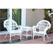 Afuera Living Contemporary 3 Piece Wicker Outdoor Garden Set in White