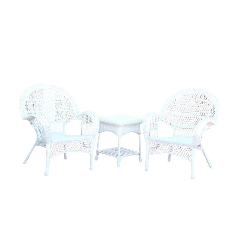 Afuera Living Contemporary 3 Piece Wicker Outdoor Garden Set in White