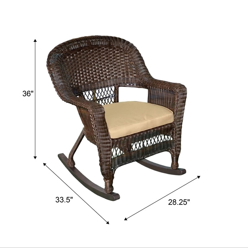 Afuera Living Wicker / Rattan Rocker Chair in Tan/Espresso (Set of 2)