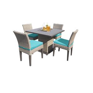 afuera living square dining table with 4 armless chairs in aruba