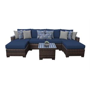 afuera living 7 piece outdoor wicker patio furniture set 07a in navy