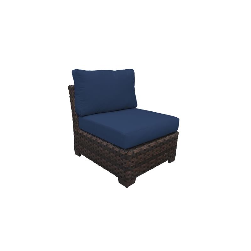 Afuera Living 7 Piece Outdoor Wicker Patio Furniture Set 07a in Navy