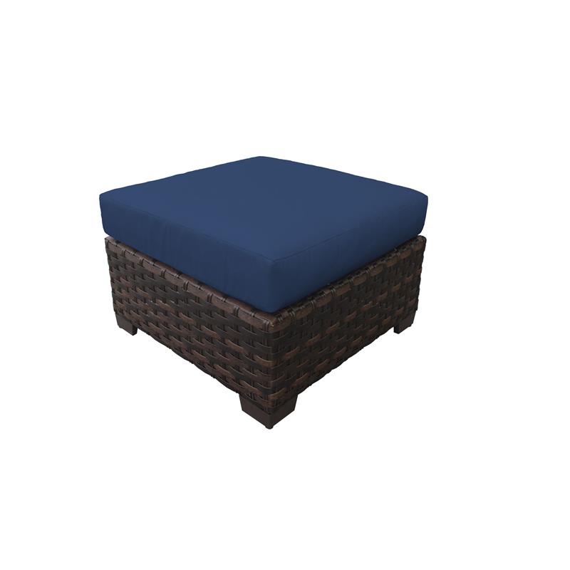 Afuera Living 7 Piece Outdoor Wicker Patio Furniture Set 07a in Navy