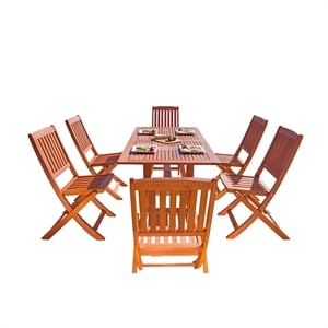 Afuera Living Contemporary 7 Piece Wood Patio Dining Set