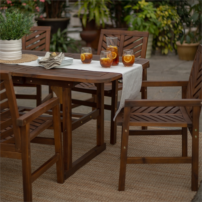 Afuera Living 5-Piece Extendable Outdoor Patio Dining Set in Dark Brown