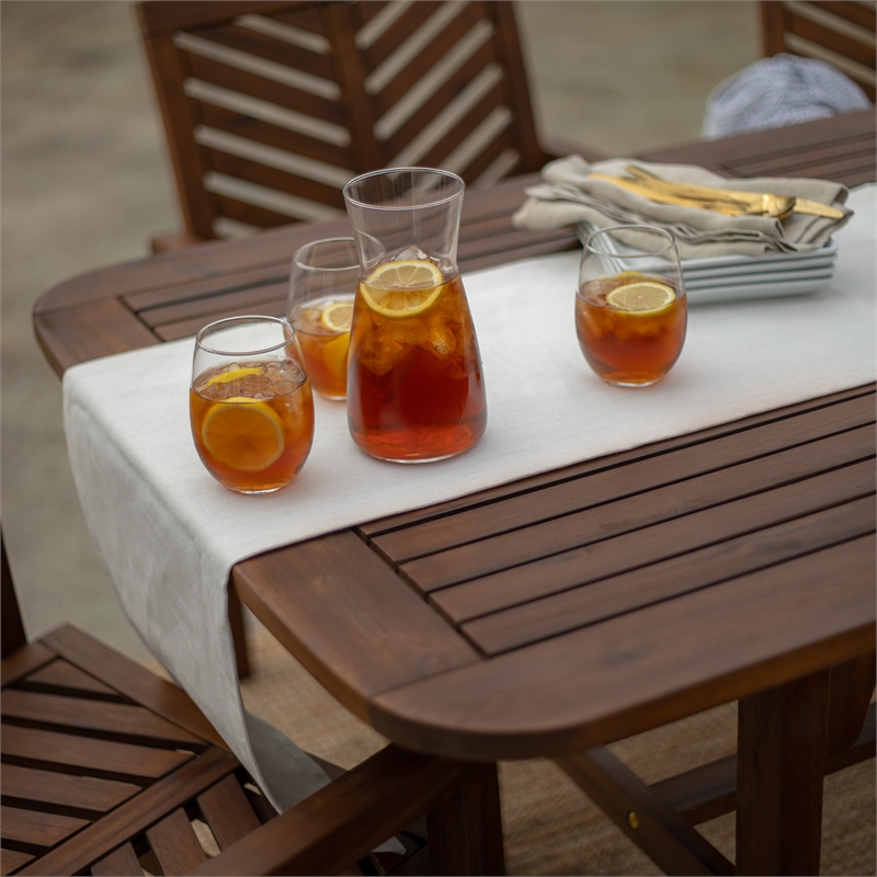 Afuera Living 5-Piece Extendable Outdoor Patio Dining Set in Dark Brown