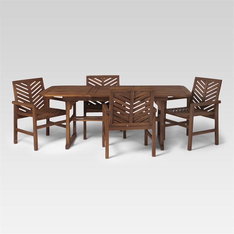 Afuera Living 5-Piece Extendable Outdoor Patio Dining Set in Dark Brown