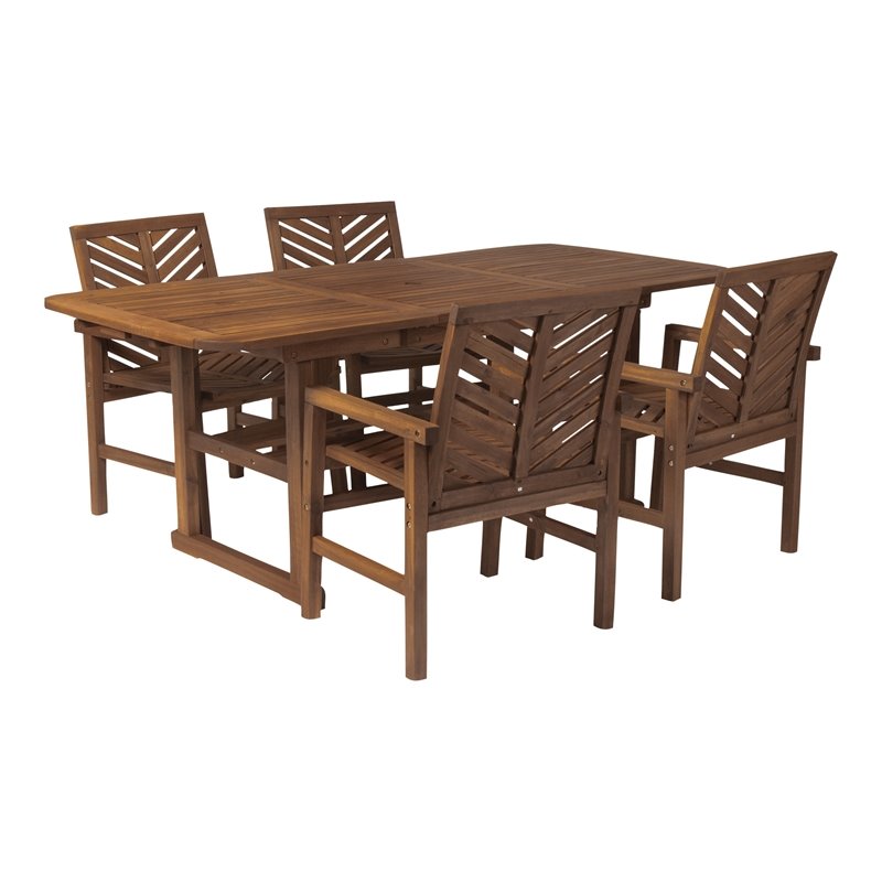 Afuera Living 5-Piece Extendable Outdoor Patio Dining Set in Dark Brown