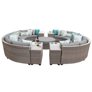 afuera living contemporary 11-piece patio wicker sectional set 11b in gray