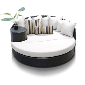 afuera living contemporary round patio wicker daybed in white