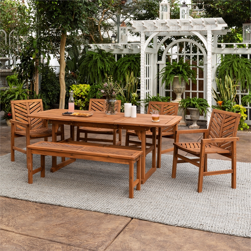 Afuera Living 6-Piece Extendable Outdoor Patio Dining Set in Brown