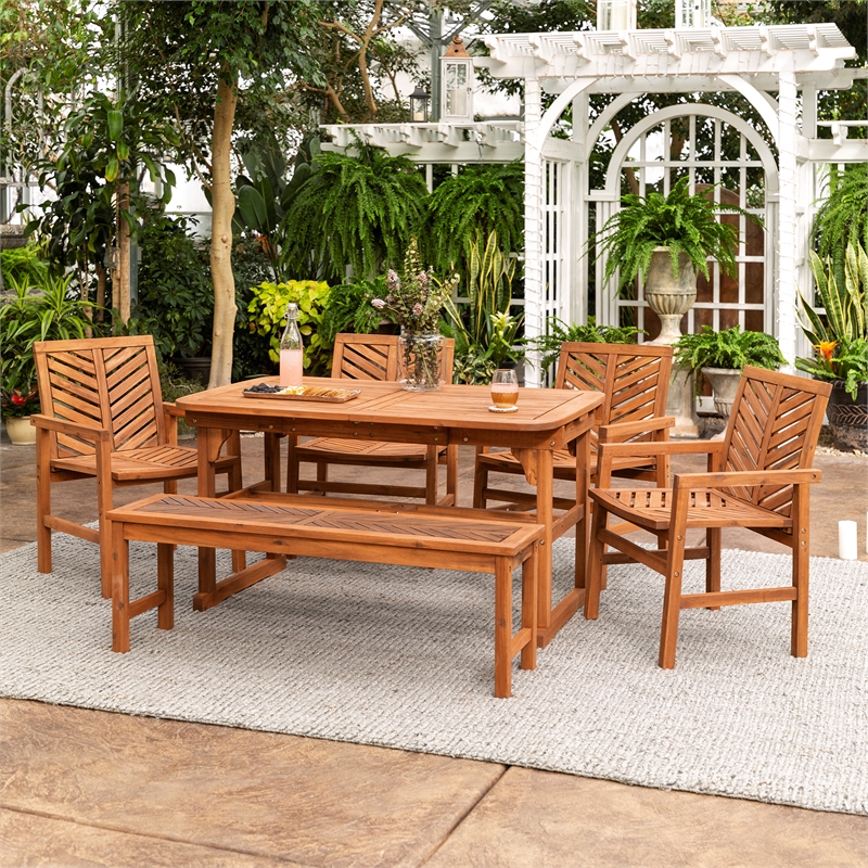 Afuera Living 6-Piece Extendable Outdoor Patio Dining Set in Brown
