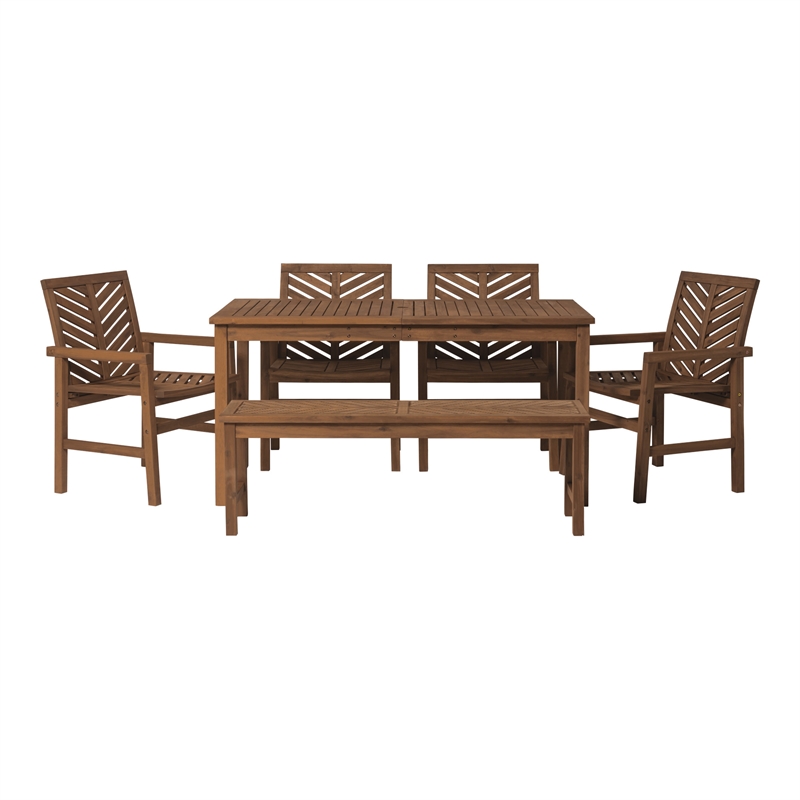 Afuera Living 6-Piece Chevron Outdoor Patio Dining Set in Dark Brown