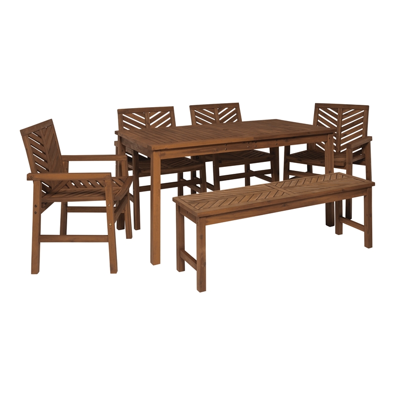 Afuera Living 6-Piece Chevron Outdoor Patio Dining Set in Dark Brown