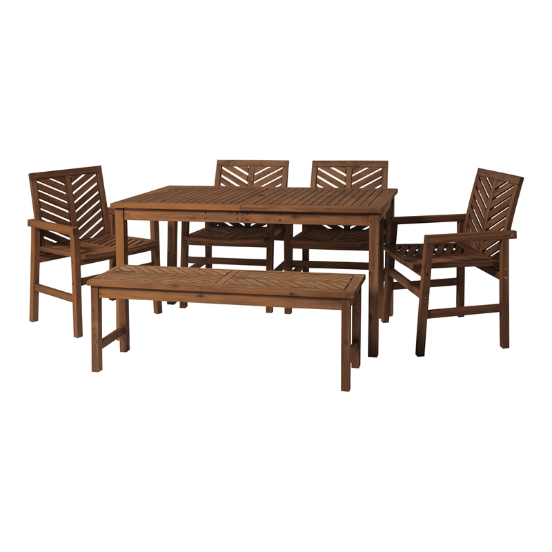 Afuera Living 6-Piece Chevron Outdoor Patio Dining Set in Dark Brown