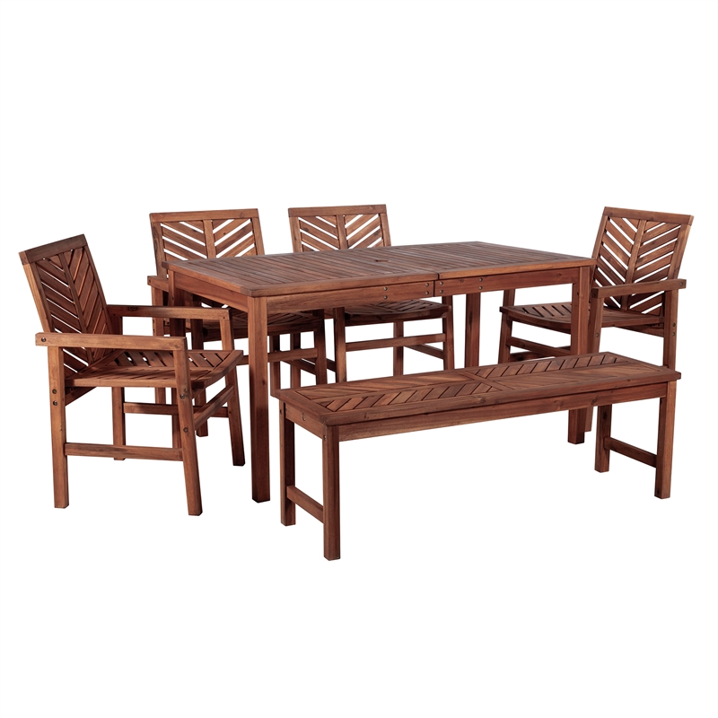 Afuera Living 6-Piece Chevron Outdoor Patio Dining Set in Dark Brown