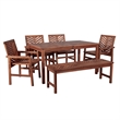 Afuera Living 6-Piece Chevron Outdoor Patio Dining Set in Dark Brown