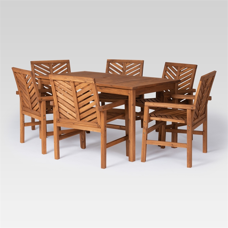 Afuera Living 7-Piece Chevron Outdoor Patio Dining Set in Brown